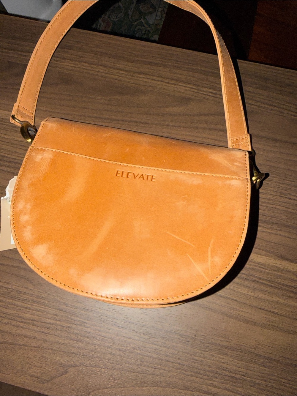Elevate Leather Crossbody Saddle Bag in Tan
